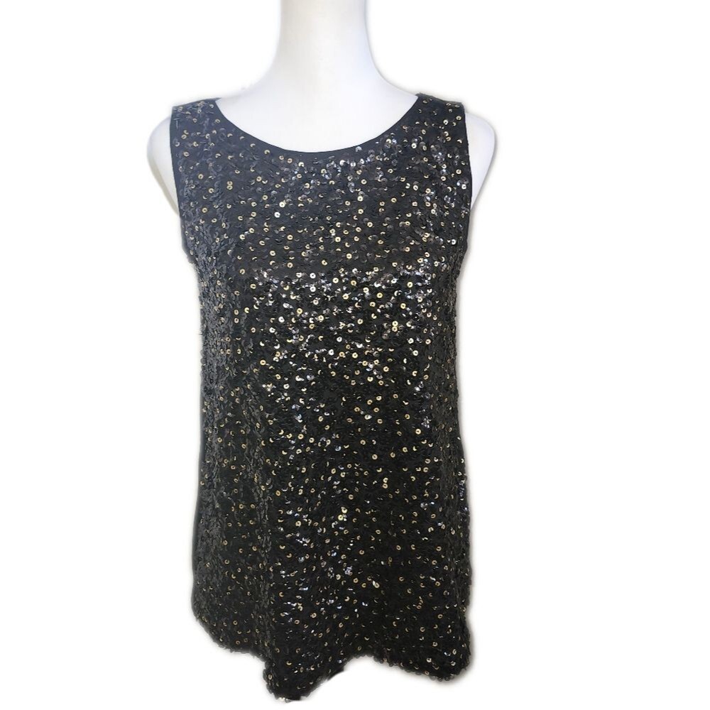 Loft NWT Black Sequin Sleeveless Top, Great For Holiday Parties, Small